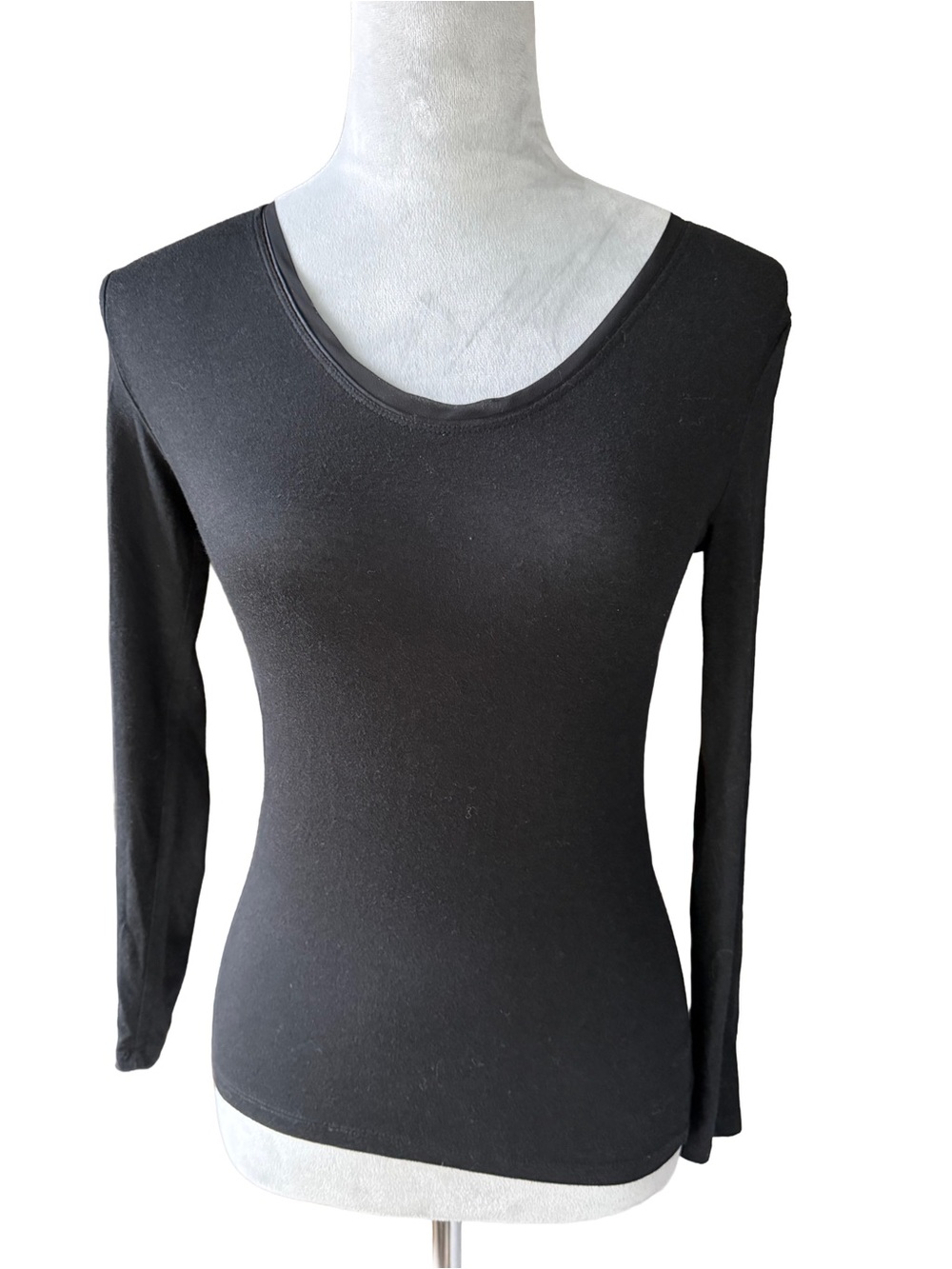 Banana Republic Black Scoop Neck Long Sleeve Top Essential Tee Petite XS XSP